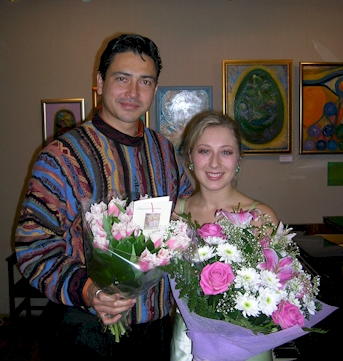 Luis and Natalia with flowers